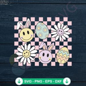 Cute Easter Bunny Daisy Egg SVG file for cutting machine