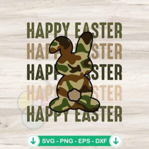 Camouflage Happy Easter Army Bunny SVG file for cutting machines
