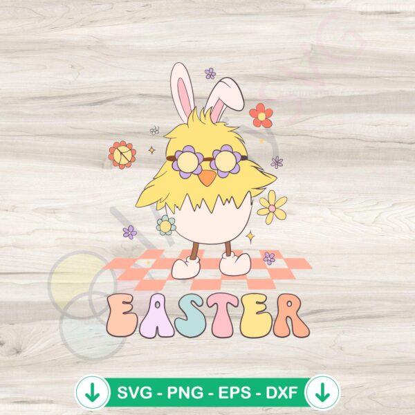 Groovy Easter Cute Chick SVG file for Cricut cutting machine