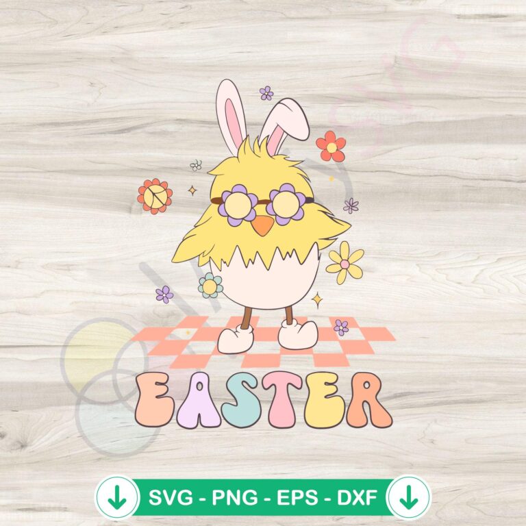 Groovy Easter Cute Chick SVG file for Cricut cutting machine
