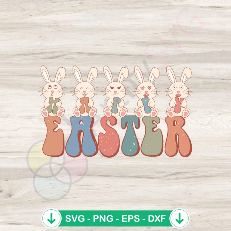 Happy Easter Bunny Kids SVG Graphic Designs - Funny Easter Bundle 2 Happy Easter Bunny SVG file for Cricut cutting machine