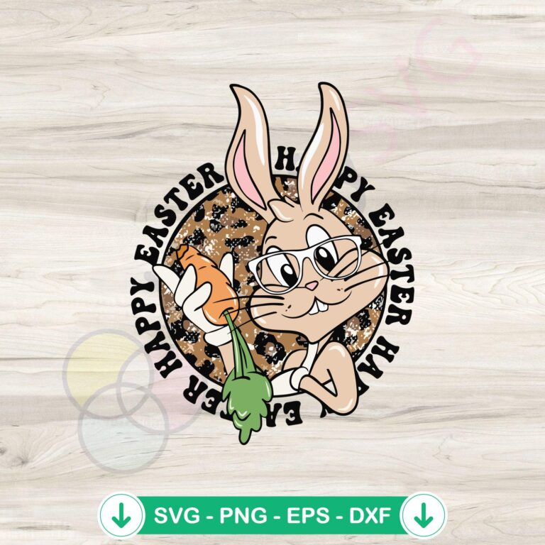 Happy Easter Bunny Leopard SVG Cutting Files: Cute Easter Bunny Design 2 Happy Easter Bunny Leopard SVG file for Cricut cutting