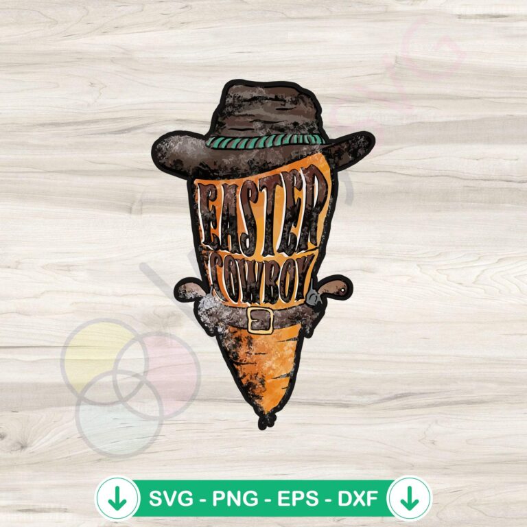 Easter Cowboy Carrot SVG Cutting Files: Funny Easter Design 2 Easter Cowboy Carrot SVG file for cricut, funny cutting file
