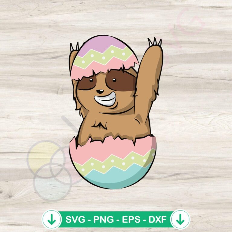 Funny Sloth Easter Egg SVG Cutting Digital Files - Best Easter Designs 2 Funny Sloth Easter Egg SVG file for Cricut cutting machine