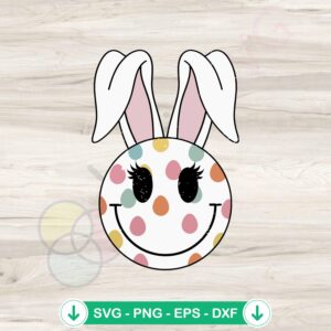 Funny Easter Bunny Ear Smiley Face svg file for cricut cutting
