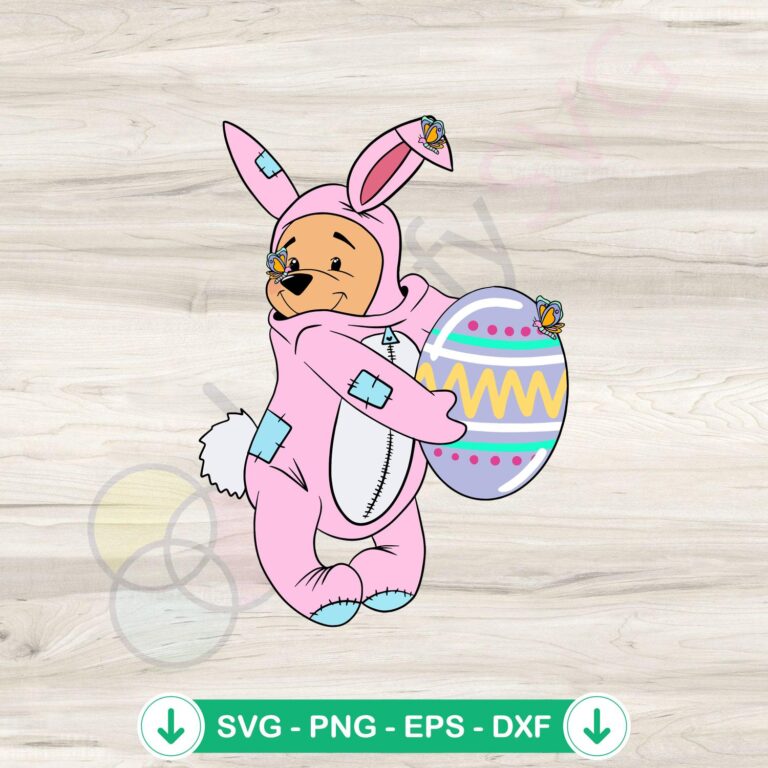 Cute Easter Pooh Bear SVG file for Cricut cutting machine