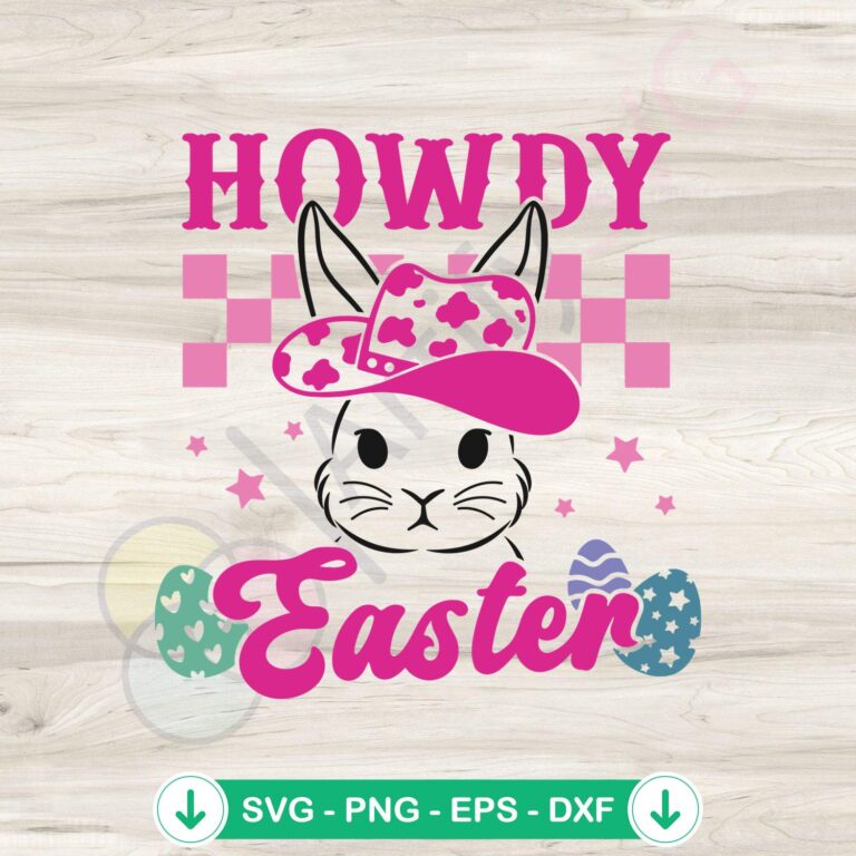 Howdy Easter Cowgirl Bunny SVG file cutting file for Cricut
