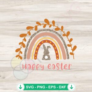 Easter Leopard Rainbow Bunny SVG file, cricut cut file