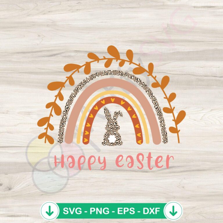 Easter Leopard Rainbow Bunny SVG file, cricut cut file