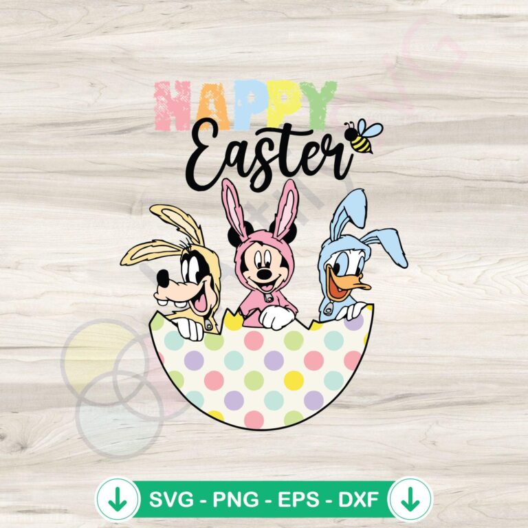 Happy Easter Mickey and Friends SVG file for cutting machines