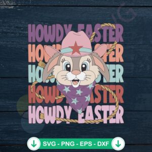 Easter Cowgirl Bunny SVG file for Cricut, cute cut file