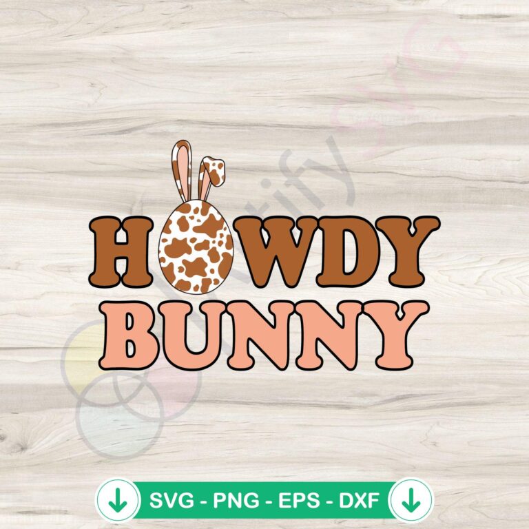 Howdy Bunny Easter Egg SVG Cutting Files: Cute Retro Design 2 Howdy Bunny Easter Egg svg file for Cricut, cutting file