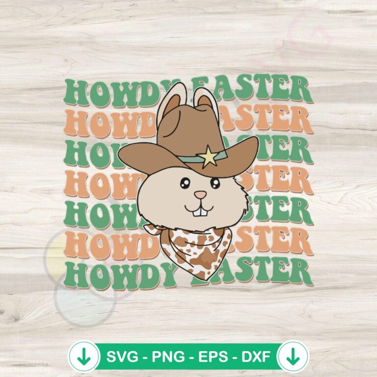 Howdy Easter Bunny Cowboy SVG file for Cricut, cutting file