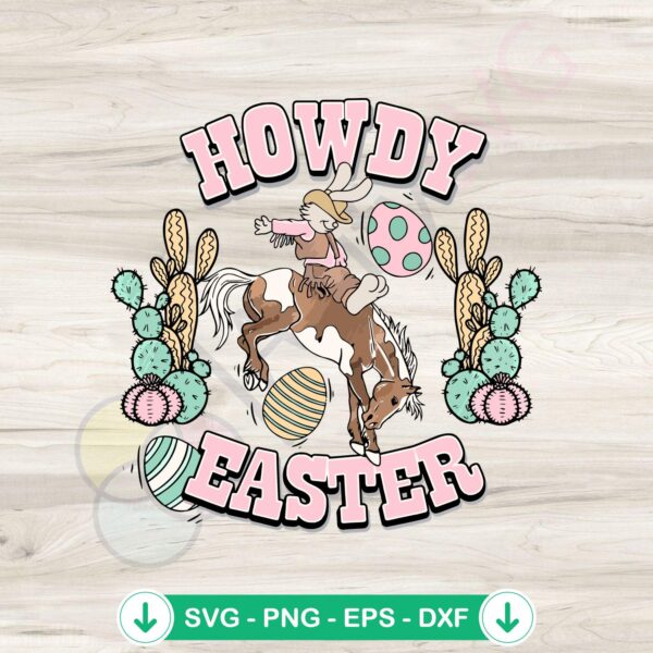 Howdy Easter Cowgirl SVG file for Cricut cutting machine