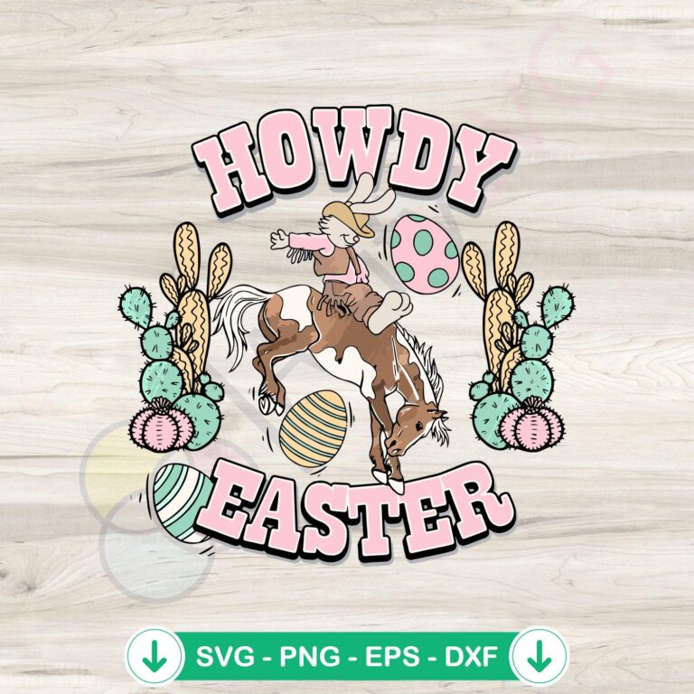 Howdy Easter Cowgirl SVG file for Cricut cutting machine