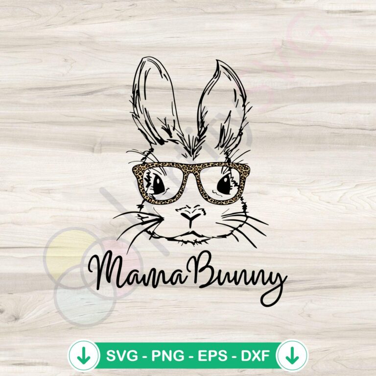 Mama Bunny Easter Leopard Glasses SVG file for Cricut cutting