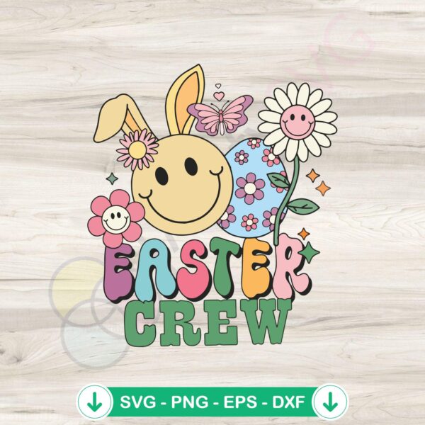 Easter Bunny SVG file for Cricut cutting machine - Easter Crew Daisy Theme