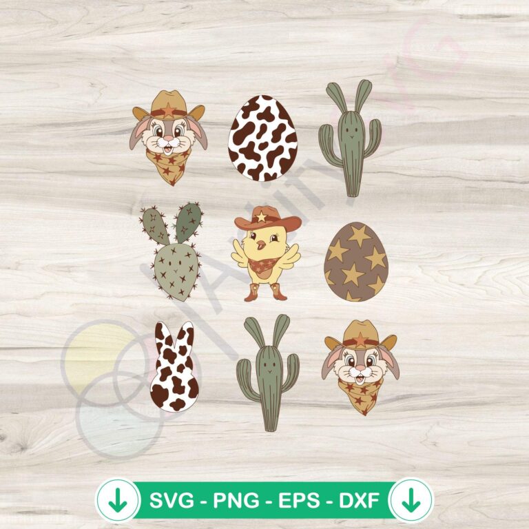 Funny Western Easter Bunny Chick Peeps SVG Cutting Files - Easter Holiday Design 2 Funny Western Easter Bunny SVG file for Cricut cutting file