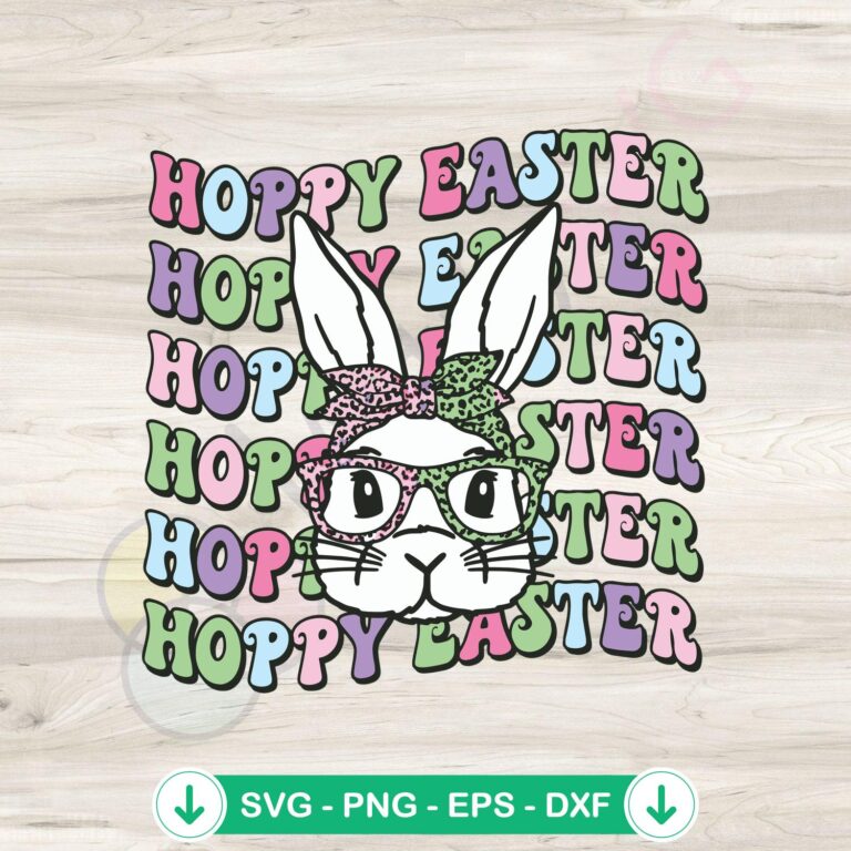 Hoppy Easter Retro Bunny SVG file for Cricut cutting machine