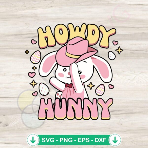 Howdy Easter Day bunny cowgirl svg file for cricut
