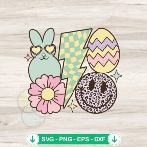 Retro Easter Peeps Groovy Eggs SVG file for cutting machines