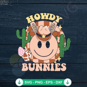 Howdy Bunny Retro Western Easter svg file for cutting machine
