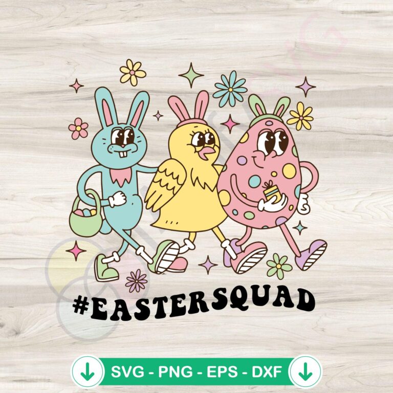 Groovy Easter Squad Funny Day SVG Cutting Files - Happy Easter! 2 Groovy Easter Squad SVG file for Cricut cutting machine