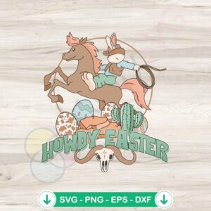 Howdy Easter Bunny Cowboy SVG file for Cricut cutting machine
