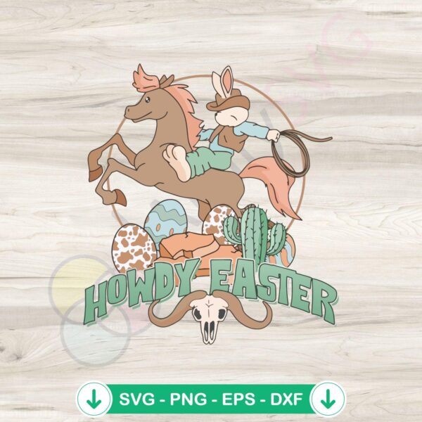 Howdy Easter Bunny Cowboy SVG file for Cricut cutting machine
