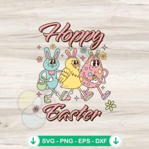 Hoppy Easter Retro Squad SVG file for Cricut cutting machine