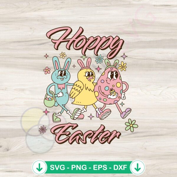 Hoppy Easter Retro Squad SVG file for Cricut cutting machine