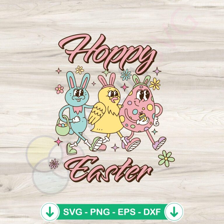 Hoppy Easter Retro Squad SVG Designs - Easter Graphic Files 2 Hoppy Easter Retro Squad SVG file for Cricut cutting machine