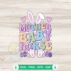 Mother Baby Nurse Bunny SVG file for Cricut cutting file