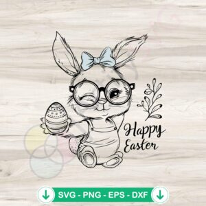 Vintage Easter Bunny Eggs SVG file for Cricut cutting
