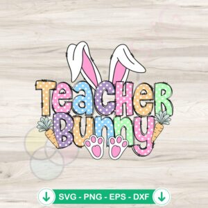 Retro Teacher Bunny Easter SVG file for cricut cutting machine