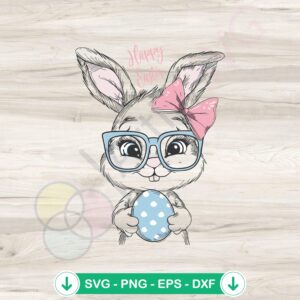 Retro Happy Easter Bunny Egg SVG file for Cricut cutting
