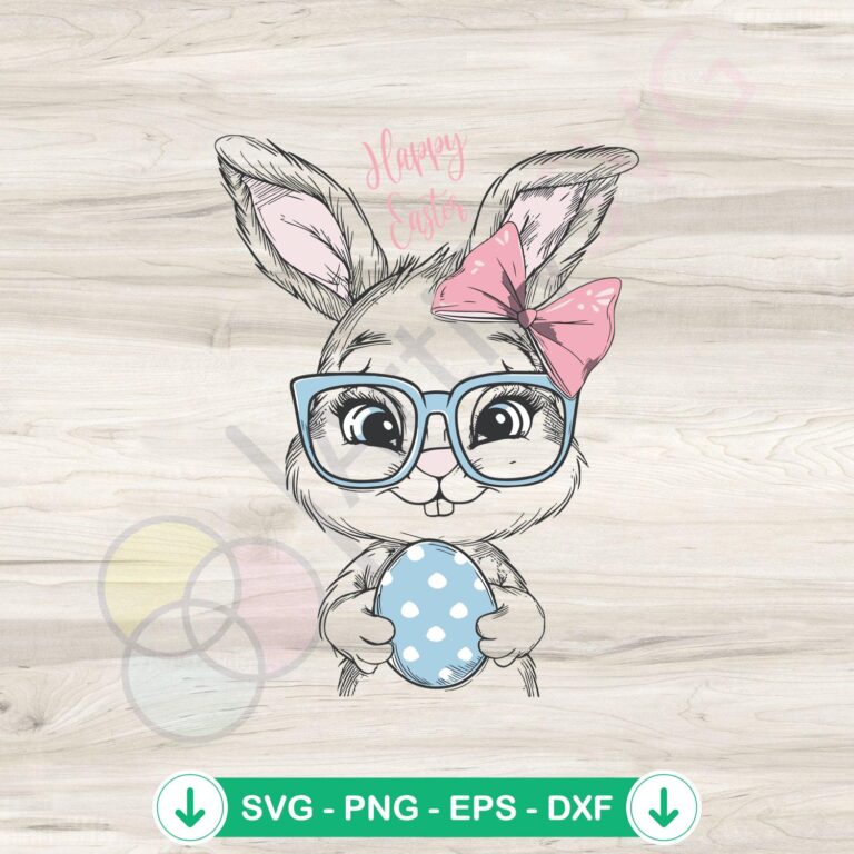 Retro Happy Easter Bunny Egg SVG file for Cricut cutting