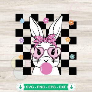 Retro Easter Bunny Checkerboard svg file for cricut cutting