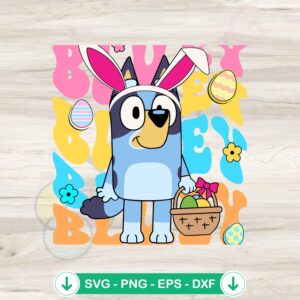 Cute Bluey Bunny Easter Eggs SVG file for cutting machines