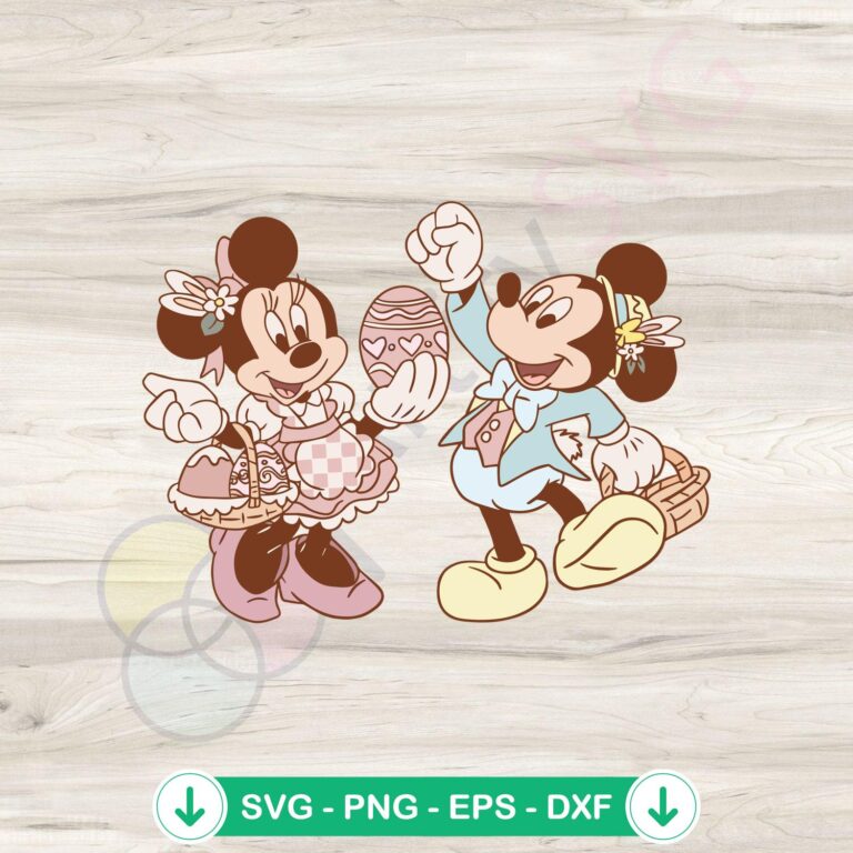 Mickey and Minnie Easter Eggs SVG file for Cricut cutting machine