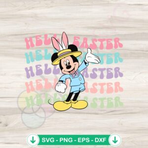 Mickey Hello Easter Bunny Vibes SVG file for Cricut cutting