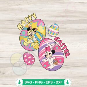 Disney Happy Easter Eggs Mickey Minnie SVG file for cutting