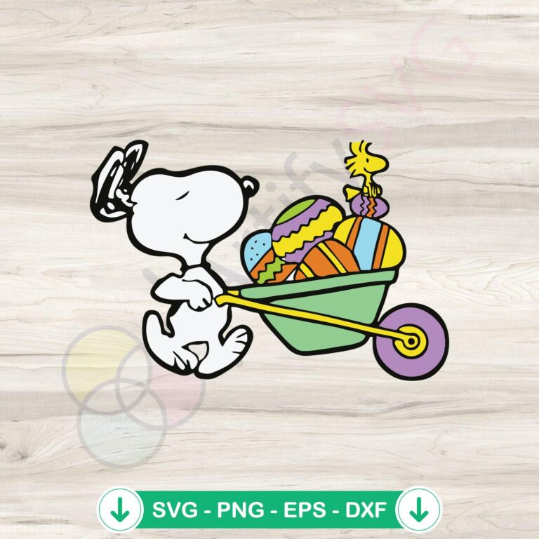 Easter Wagon Snoopy Woodstock SVG file for cricut cutting machine