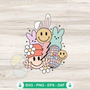 Easter Bunny Disco Ball Lightning Bolt SVG file for cutting use