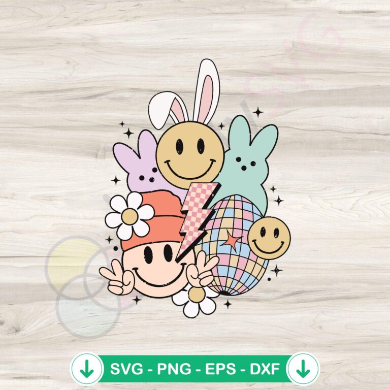 Easter Bunny Disco Ball Lightning Bolt SVG file for cutting use
