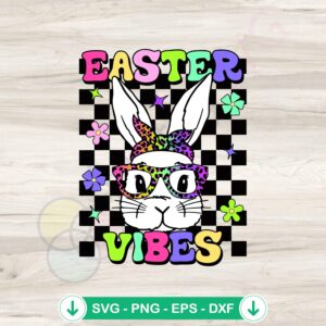 Easter Vibes Retro Bunny Glasses SVG file for cutting machines