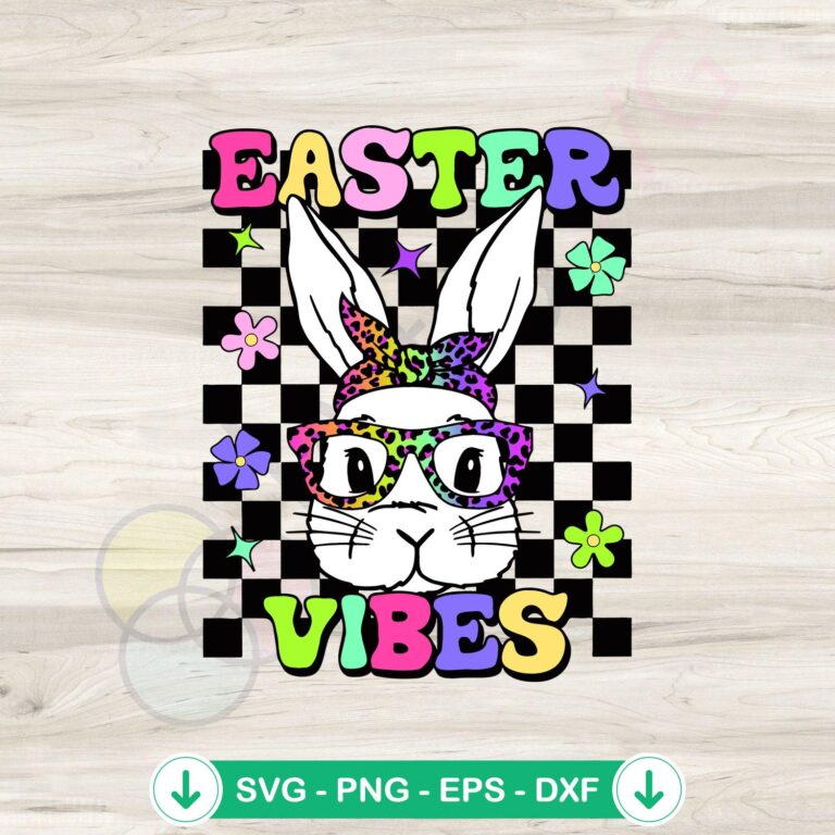 Easter Vibes Retro Bunny Glasses SVG Digital Download 2 Easter Vibes Retro Bunny Glasses SVG file for cutting machines