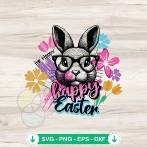 Hoppy Easter Bunny svg file for Cricut cutting; cheerful design