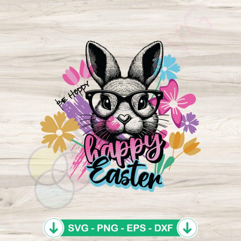 Hoppy Easter Bunny PNG Digital Download - Be Happy and Cheerful 2 Hoppy Easter Bunny svg file for Cricut cutting; cheerful design