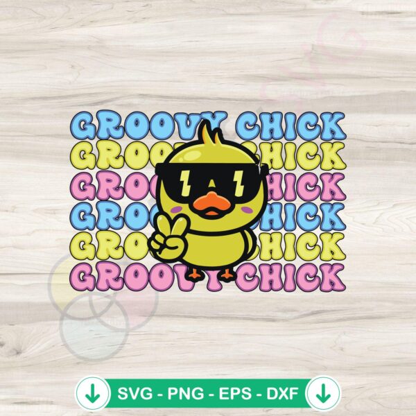 Groovy Chick SVG file for Easter day - cricut cut file